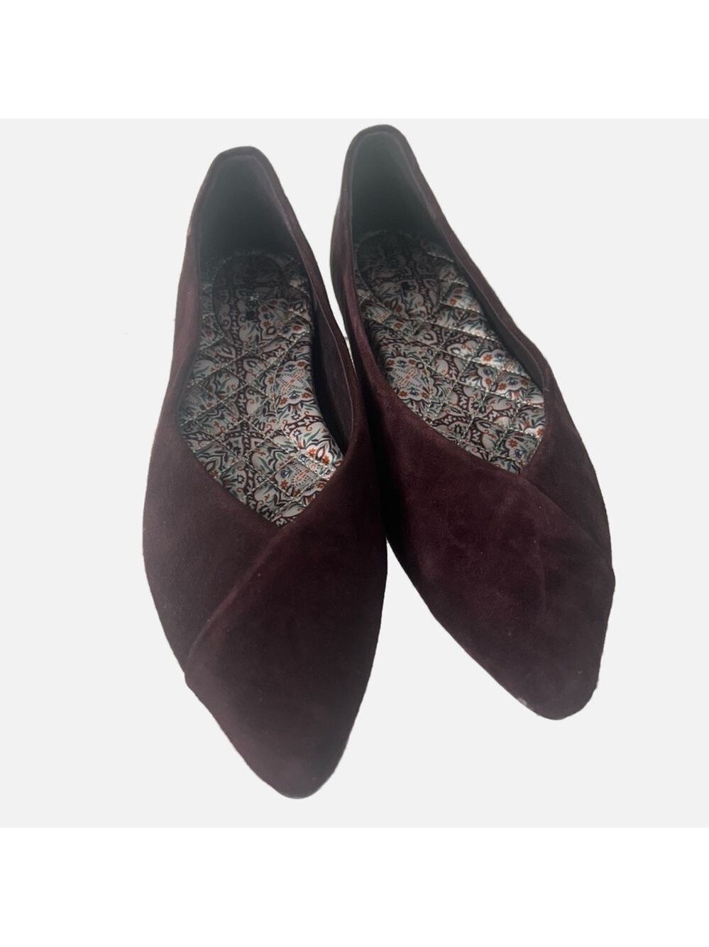 NEW Birdies Women’s The Goldfinch Suede Pointed Toe Elegant Burgundy Flats 7M - Picture 1 of 7